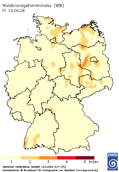 Waldbrandgefahren-Karte Deutschland – Quelle: DWD